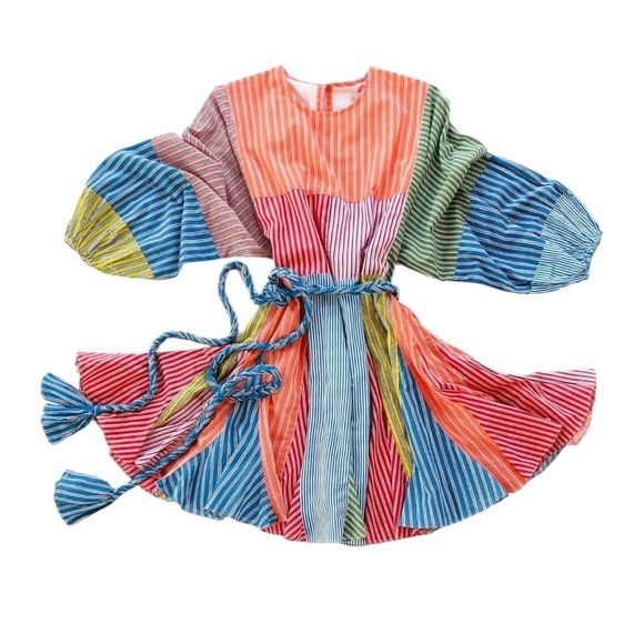 NWT Rhode Ella Cotton Patchwork Pinstripe Minidress Size S - Picture 2 of 16